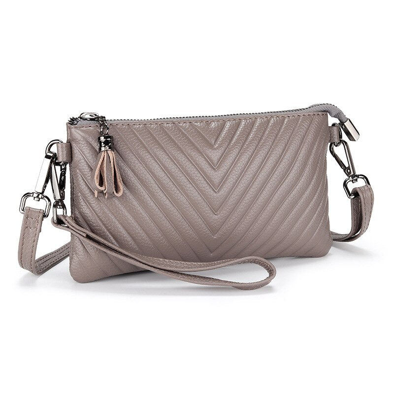 New Shoulder Bag Genuine Leather Women's Luxury Handbags Fashion Crossbody Bags Lady Messenger Bag Female Zipper Slim Purse