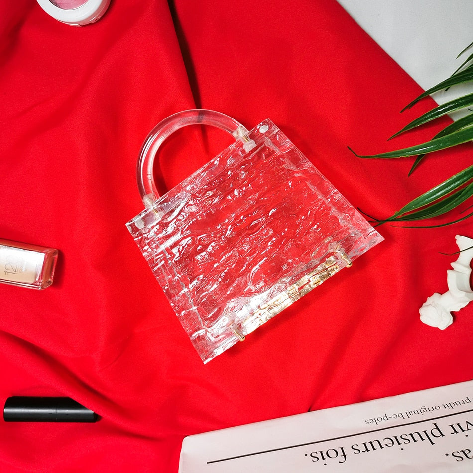 Clear Acrylic Box Evening Bag Women Summer Top Handle Dinner Clutch Purses Ladies Transparent Crystal Handbag High Quality