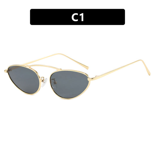 Single beam cat eye sunglasses, new metal European and American Instagram trendy sunglasses, cross-border street photography sunglasses for women