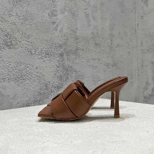 New Summer Women's Spliced High Heels Leather Solid Outdoor Slippers