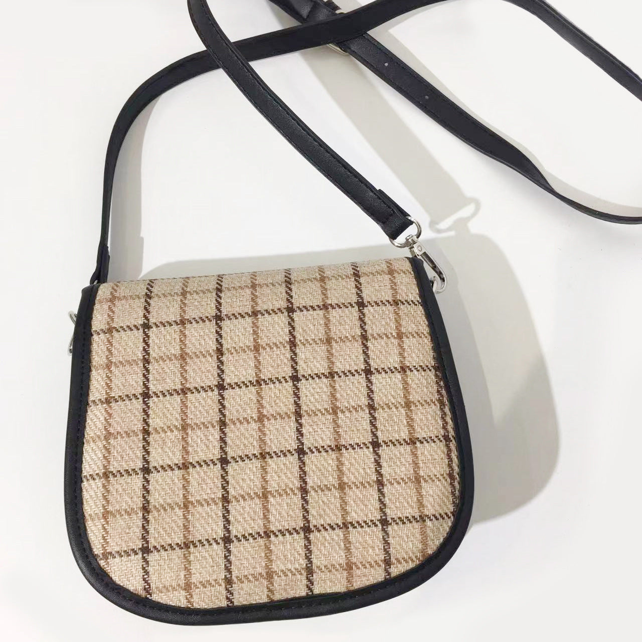 Spring And Summer New Retro Plaid Messenger Bag Men And Women Korean Version All-Match Simple Small Square Bag Niche Shoulder Bag