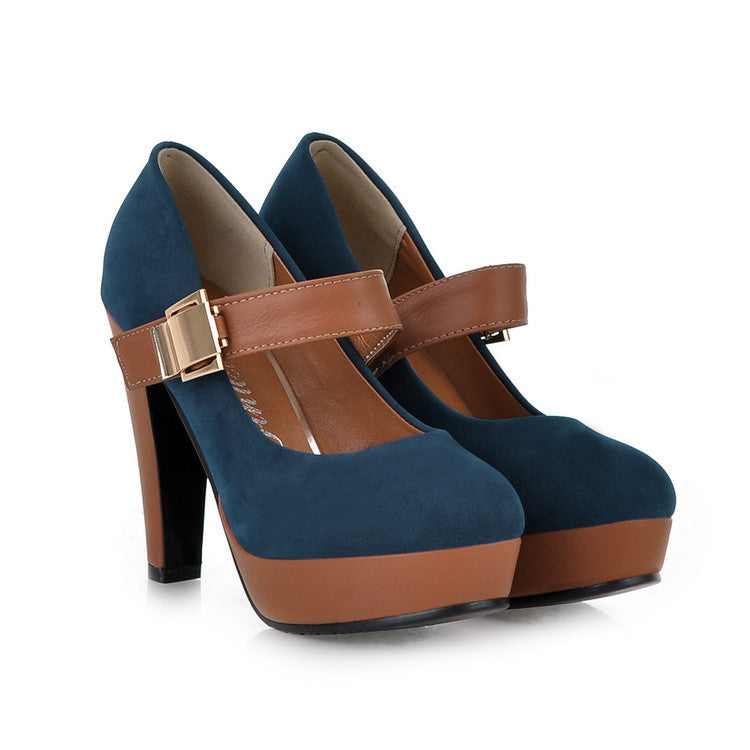Wide-leg Women's Shoes Platform High Heels Velcro Heels Spring and Autumn Shallow Mouth Single Shoes