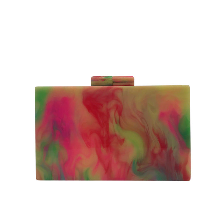 Mixed Color Marble Grain Acrylic Dinner Bag Fashion Dream Ink Painting Handbag Fashion Dress Bag