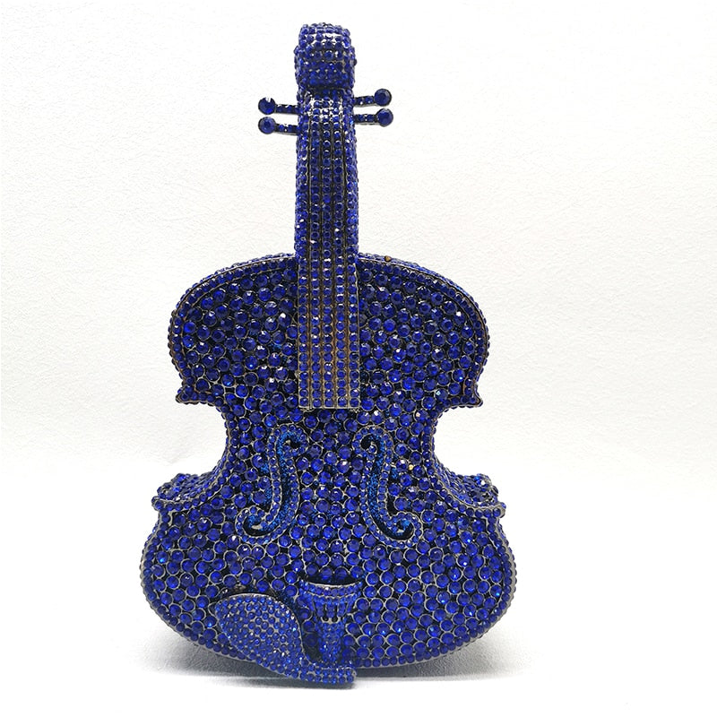 12 Colors Violin-Shape Rhinestone Evening Bag Designer Luxury Women Metal Wedding Bridal Clutches Lady Girls Diamonds Purses