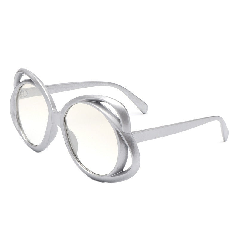 European and American fashion oval frame sunglasses for women personalized hollow sunglasses for women
