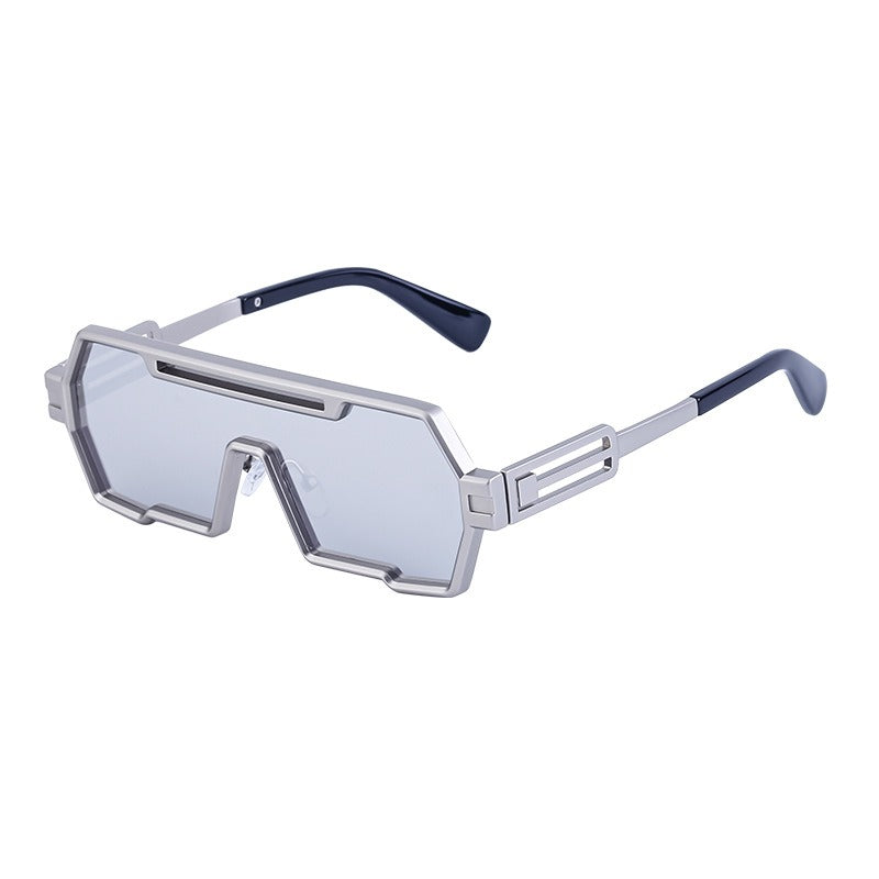 New futuristic technology and trendy all-in-one metal sleeve sunglasses, popular on the internet, the same type of sunglasses