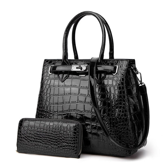 Women's bag Handbag designer Luxury new PU leather Crocodile pattern Shoulder bag  2PCS Crossbody Clucth Ladies wallet