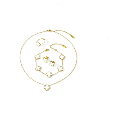 13mm double-sided clover set necklace bracelet women's set
