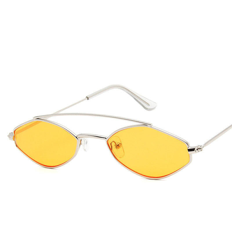 Sunglasses for women, fashionable polygonal small frame sunglasses for men, personalized double bridge glasses
