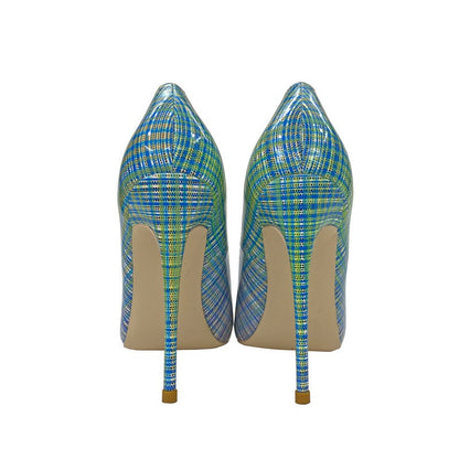Colored patent leather high heels, thin heeled pointed toe, shallow mouthed soft leather women's shoes