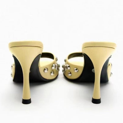 Women's Sandals Summer Mules Slingback Stiletto Heeled Sandals Silver Gold High Heels