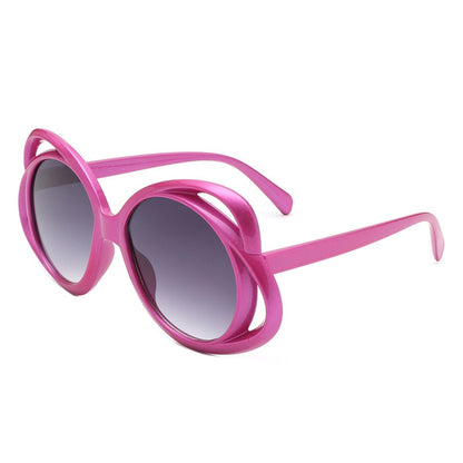 European and American fashion oval frame sunglasses for women personalized hollow sunglasses for women