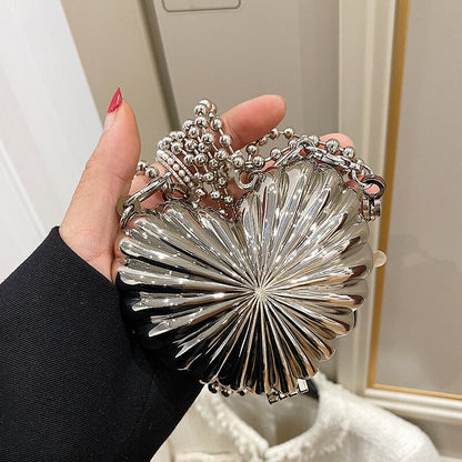 Mini Heart Shell Bag For Women Fashion New High Quality Alloy Design Handbag Female Beading Chain Shoulder Messenger Bag Femme
