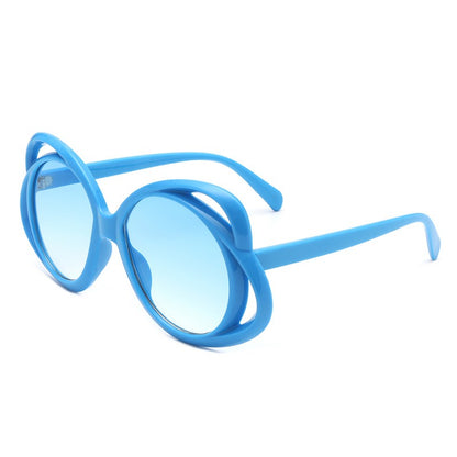 European and American fashion oval frame sunglasses for women personalized hollow sunglasses for women