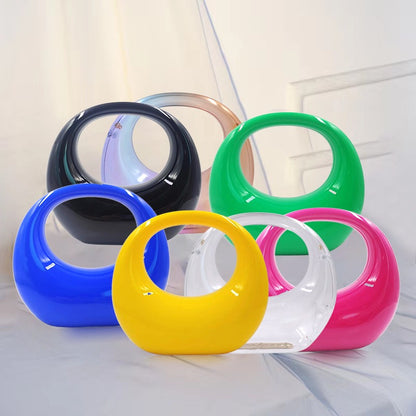 New color crescent acrylic handbag celebrity handbag makeup evening women's bag