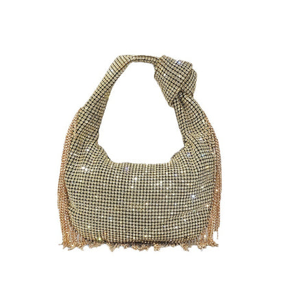 Fashion Tassel Rhinestone Women Handbags Designer Knotted Handle Hand Bags Luxury Diamonds Evening Party Purses Lady Clucth Bags