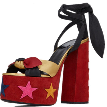 Women's Sandals High Platfrom Chunky Heels Shoes Summer Peep Toe Ankle Strap High Heels Party Shoes