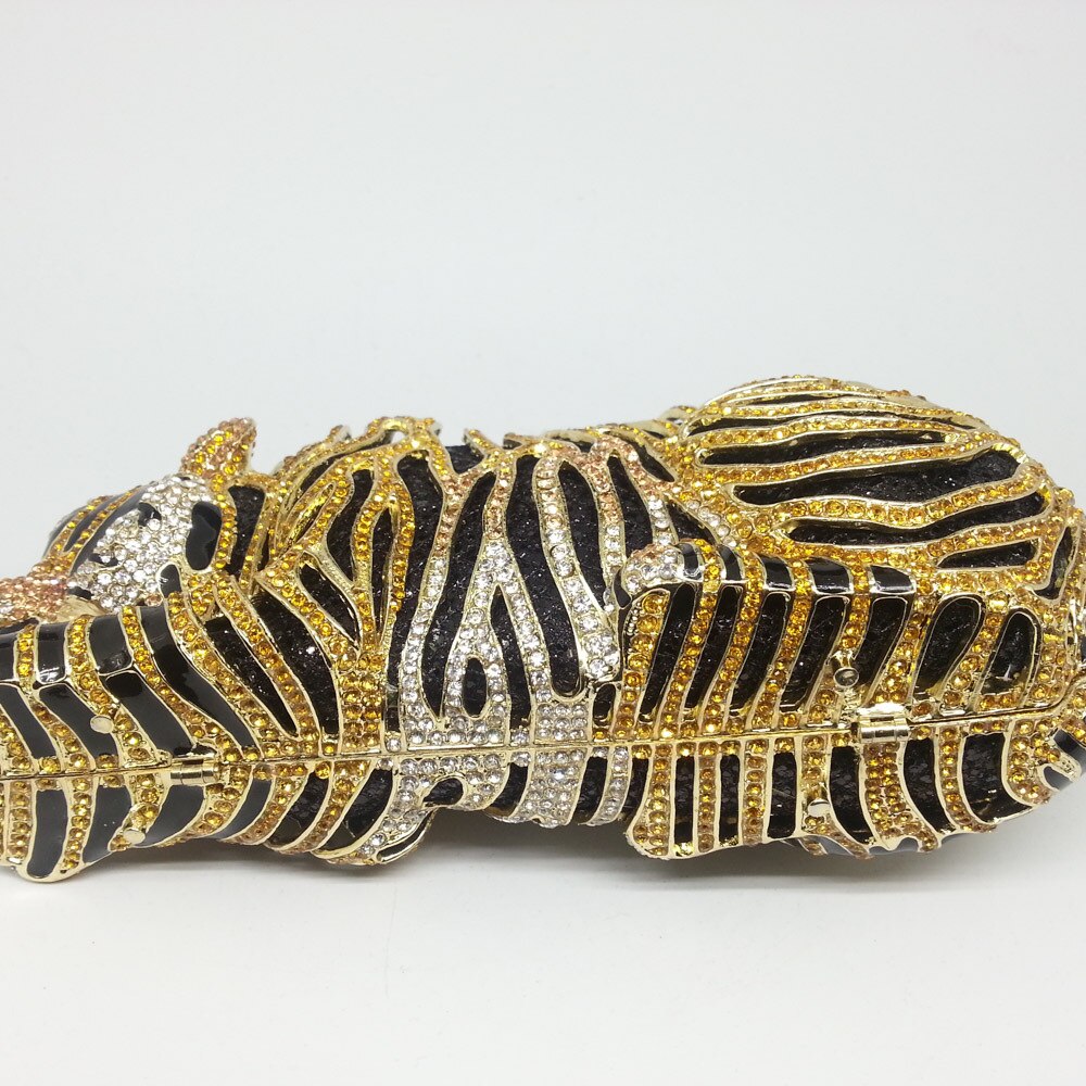 Luxury Bags for Women Elegant Gold Tiger Clutch Minaudiere Evening Bags Diamond Wedding Handbag Bridal Purse Party Dinner Bag