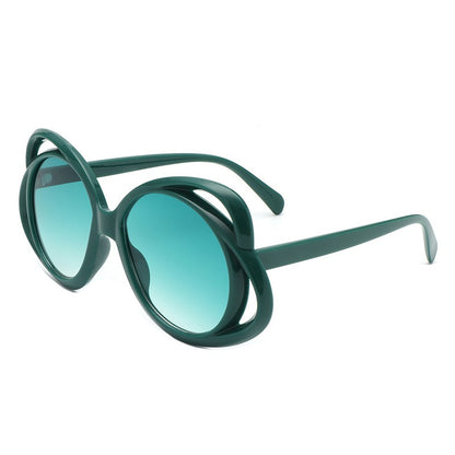 European and American fashion oval frame sunglasses for women personalized hollow sunglasses for women