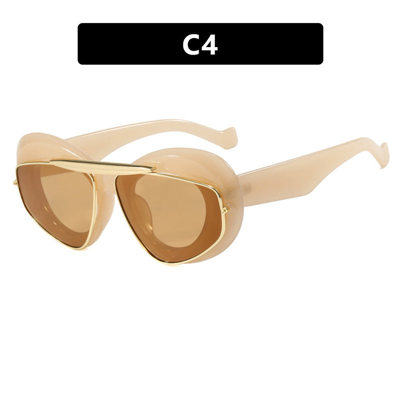 Inflatable bread toad shaped sunglasses, high-end and personalized cat eye sunglasses, internet famous Instagram sunglasses