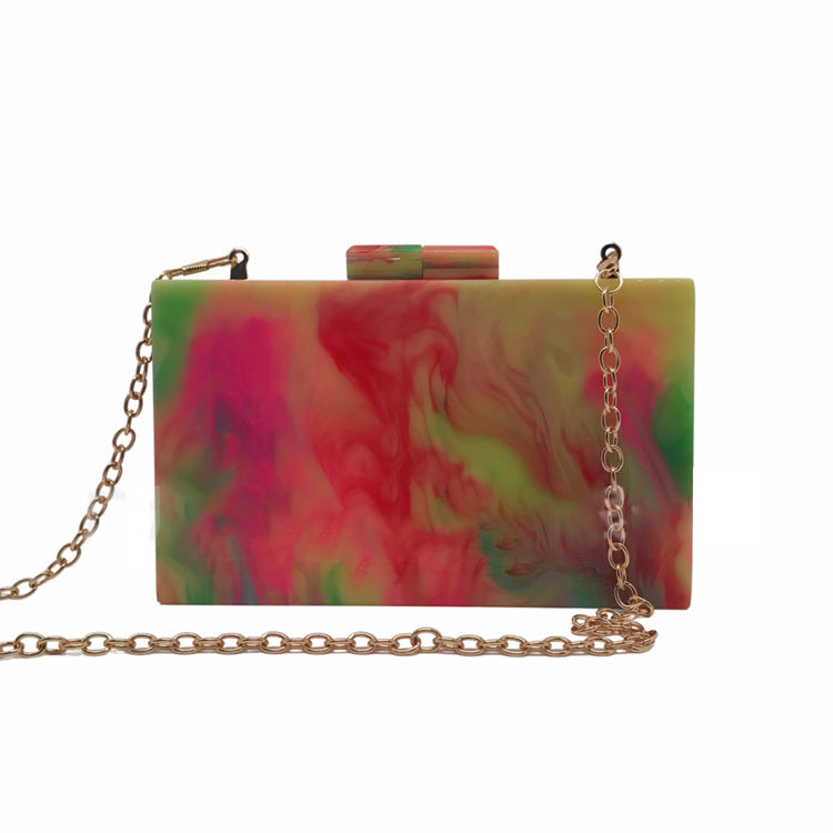 Mixed Color Marble Grain Acrylic Dinner Bag Fashion Dream Ink Painting Handbag Fashion Dress Bag