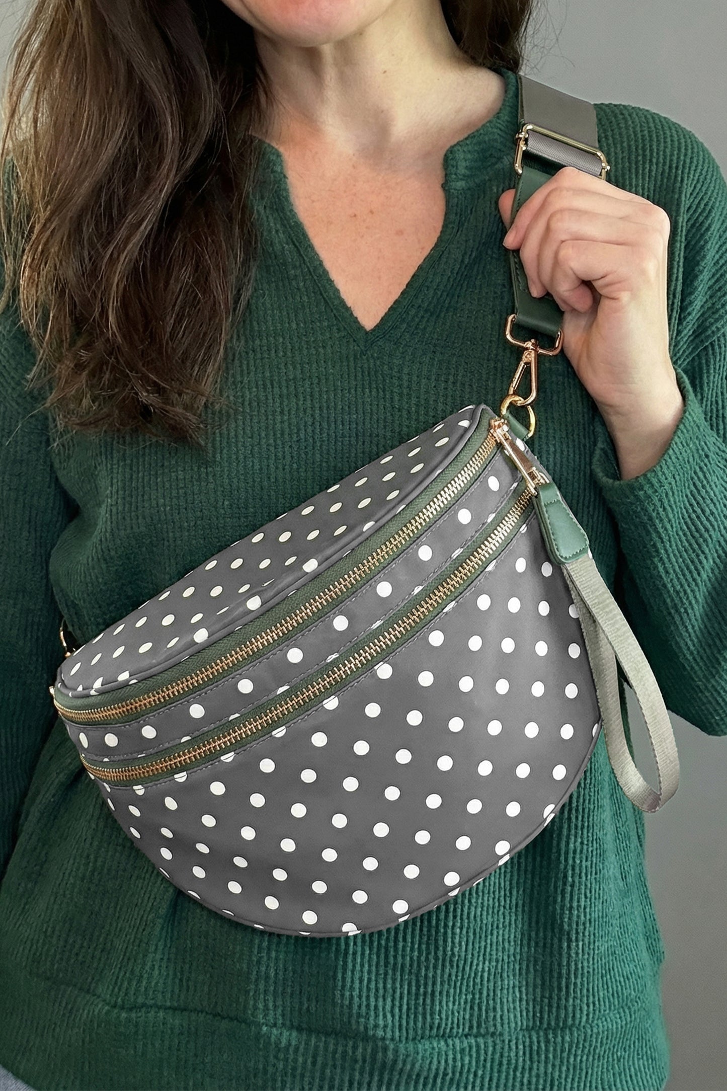 Retro Polka Dot Print Crossbody Bag