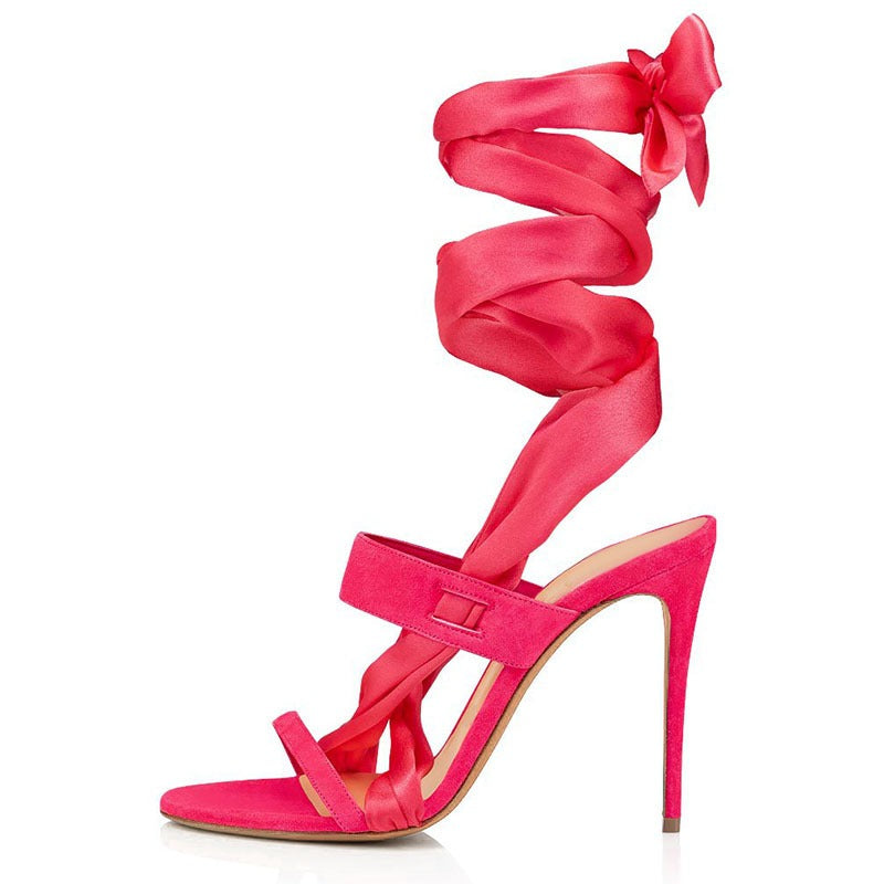 Oversized Party Women's High Heels Fashion Ankle Wrap Lace up Party Shoes Sandals