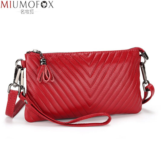 New Shoulder Bag Genuine Leather Women's Luxury Handbags Fashion Crossbody Bags Lady Messenger Bag Female Zipper Slim Purse