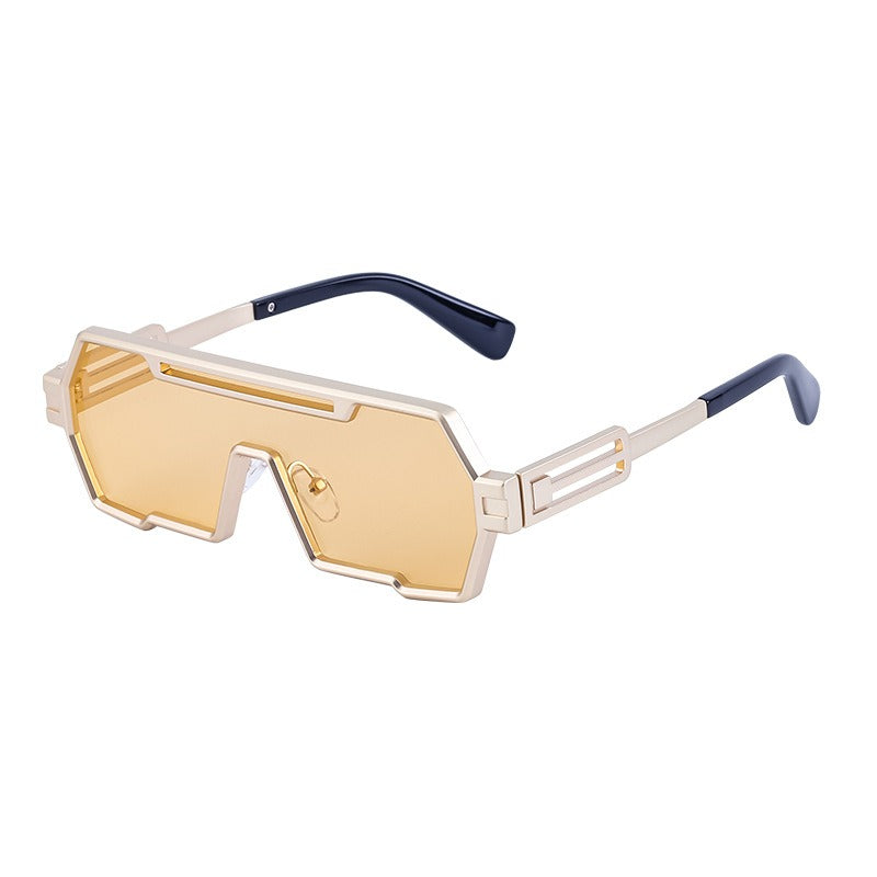 New futuristic technology and trendy all-in-one metal sleeve sunglasses, popular on the internet, the same type of sunglasses
