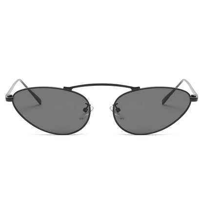 Metal oval punk sunglasses with hanging nose and vintage sunglasses