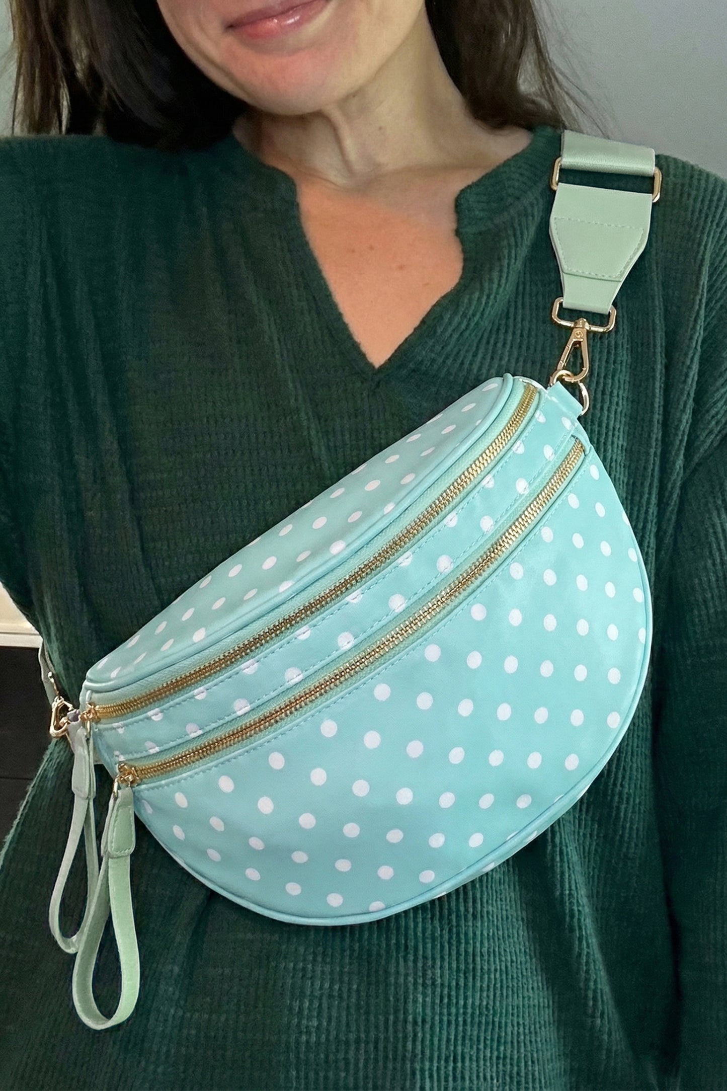 Retro Polka Dot Print Crossbody Bag