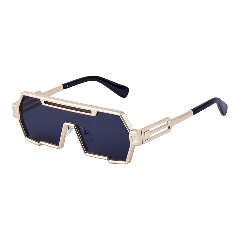 New futuristic technology and trendy all-in-one metal sleeve sunglasses, popular on the internet, the same type of sunglasses