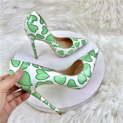 New Love Patent Leather High Heels Women's Stiletto 10CM Fashion Shallow Mouth Single Shoes Banquet Shoes