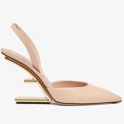 Pointed toe bag toe back high heel sandals for women with suspended metal heels
