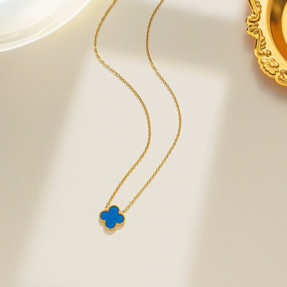 13mm double-sided clover set necklace bracelet women's set