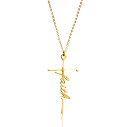 Ins Style Faith Letter Alloy Pendant Women's Choker Necklace Short Necklace for Women