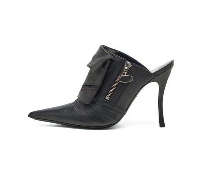 Half Slippers Women Pointed Toe High Stiletto Heels Ladies Mules Summer Pocket Designer