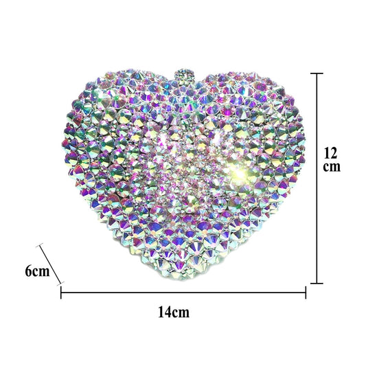 Romantic Diamond Evening Bags Heart Shape Crystal New Design Women Custom Lovely Shoulder Bags Female Wedding Dinner Purse