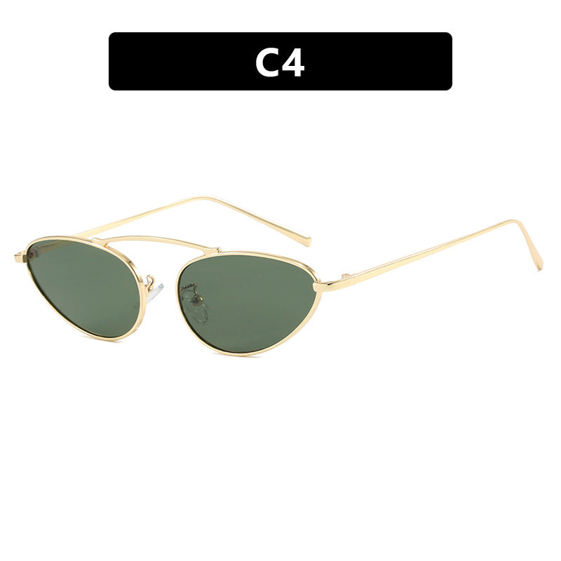 Single beam cat eye sunglasses, new metal European and American Instagram trendy sunglasses, cross-border street photography sunglasses for women
