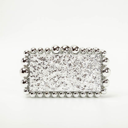 Women Clear Acrylic Box Evening Clutch Bags For Wedding Party Luxury Gold Foil Beads Purses And Handbags Designer High Quality