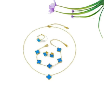 13mm double-sided clover set necklace bracelet women's set