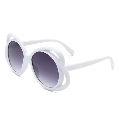 European and American fashion oval frame sunglasses for women personalized hollow sunglasses for women