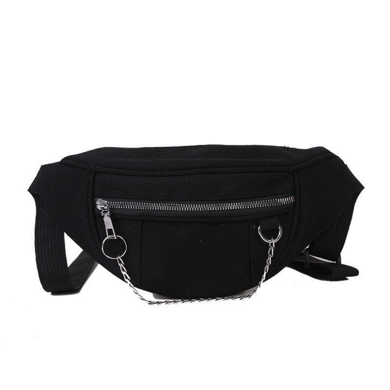 Japanese Dark Style Canvas Chest Bag Female Ins Retro Wild Waist Bag Student Messenger Bag