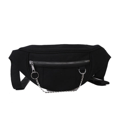 Japanese Dark Style Canvas Chest Bag Female Ins Retro Wild Waist Bag Student Messenger Bag