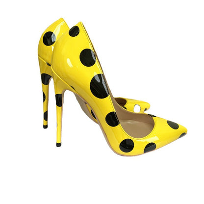 Polka Point High Heels 12CM Pointed Toe Stiletto Pumps Women's Shoes