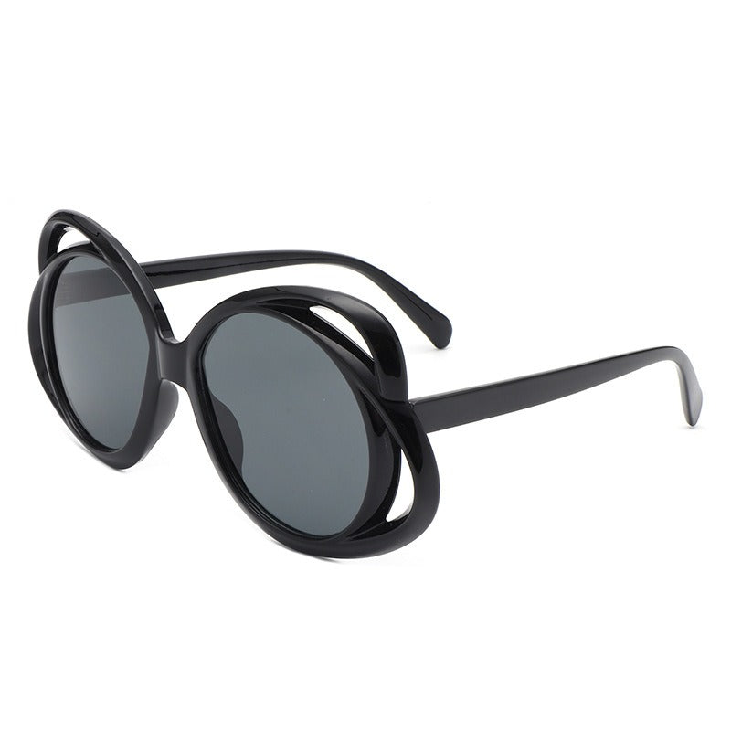 European and American fashion oval frame sunglasses for women personalized hollow sunglasses for women