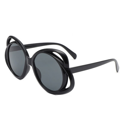 European and American fashion oval frame sunglasses for women personalized hollow sunglasses for women