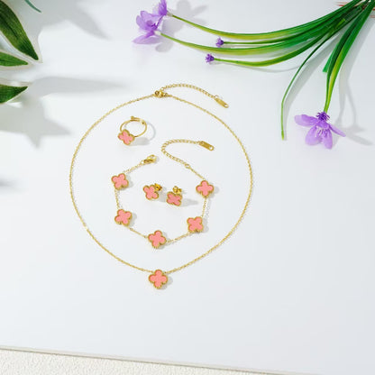 13mm double-sided clover set necklace bracelet women's set