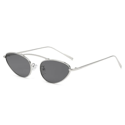 Metal oval punk sunglasses with hanging nose and vintage sunglasses
