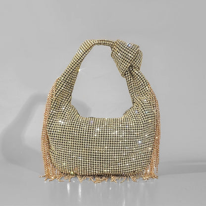 Fashion Tassel Rhinestone Women Handbags Designer Knotted Handle Hand Bags Luxury Diamonds Evening Party Purses Lady Clucth Bags